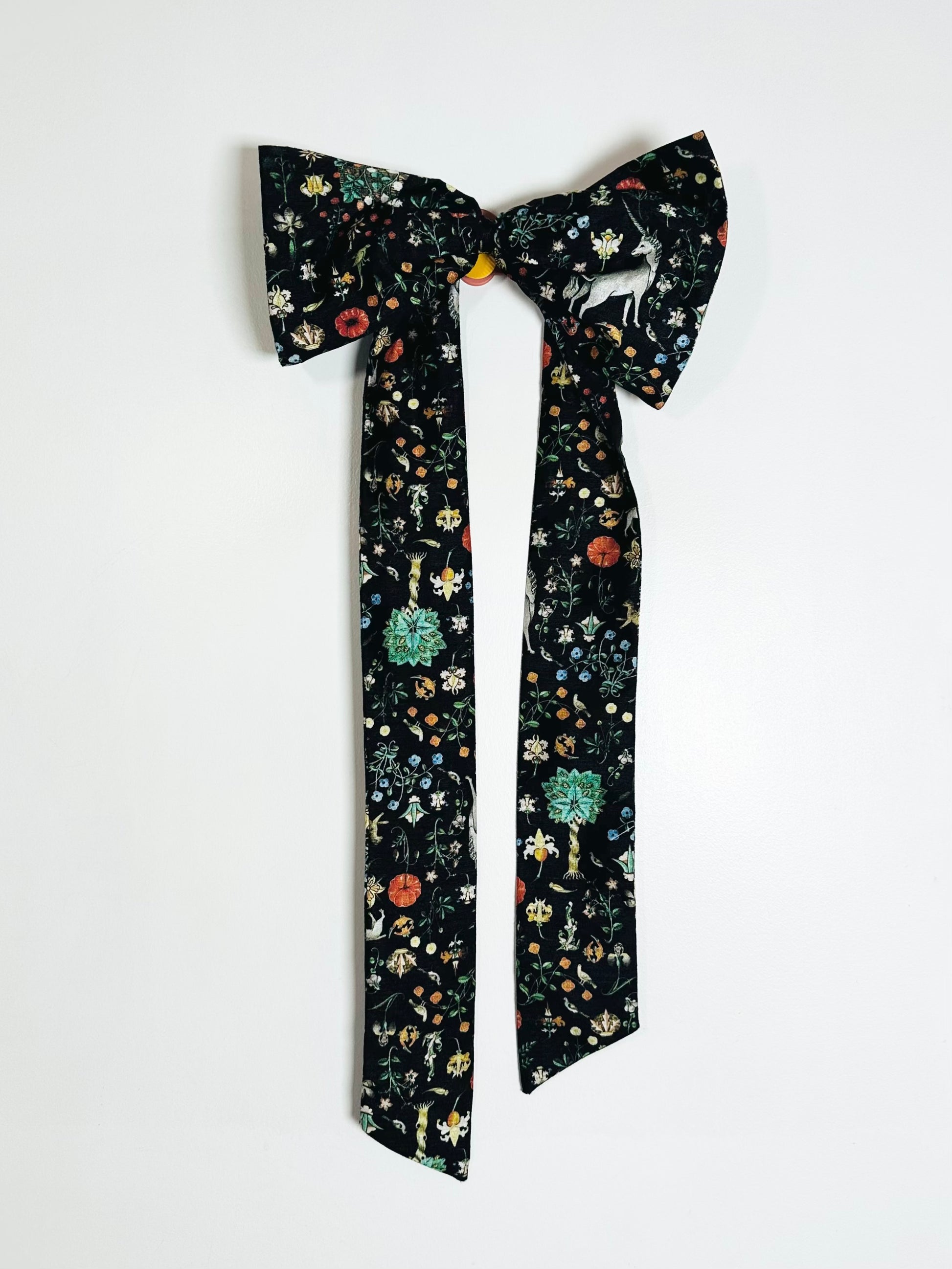 Floral ribbon bow on a white background