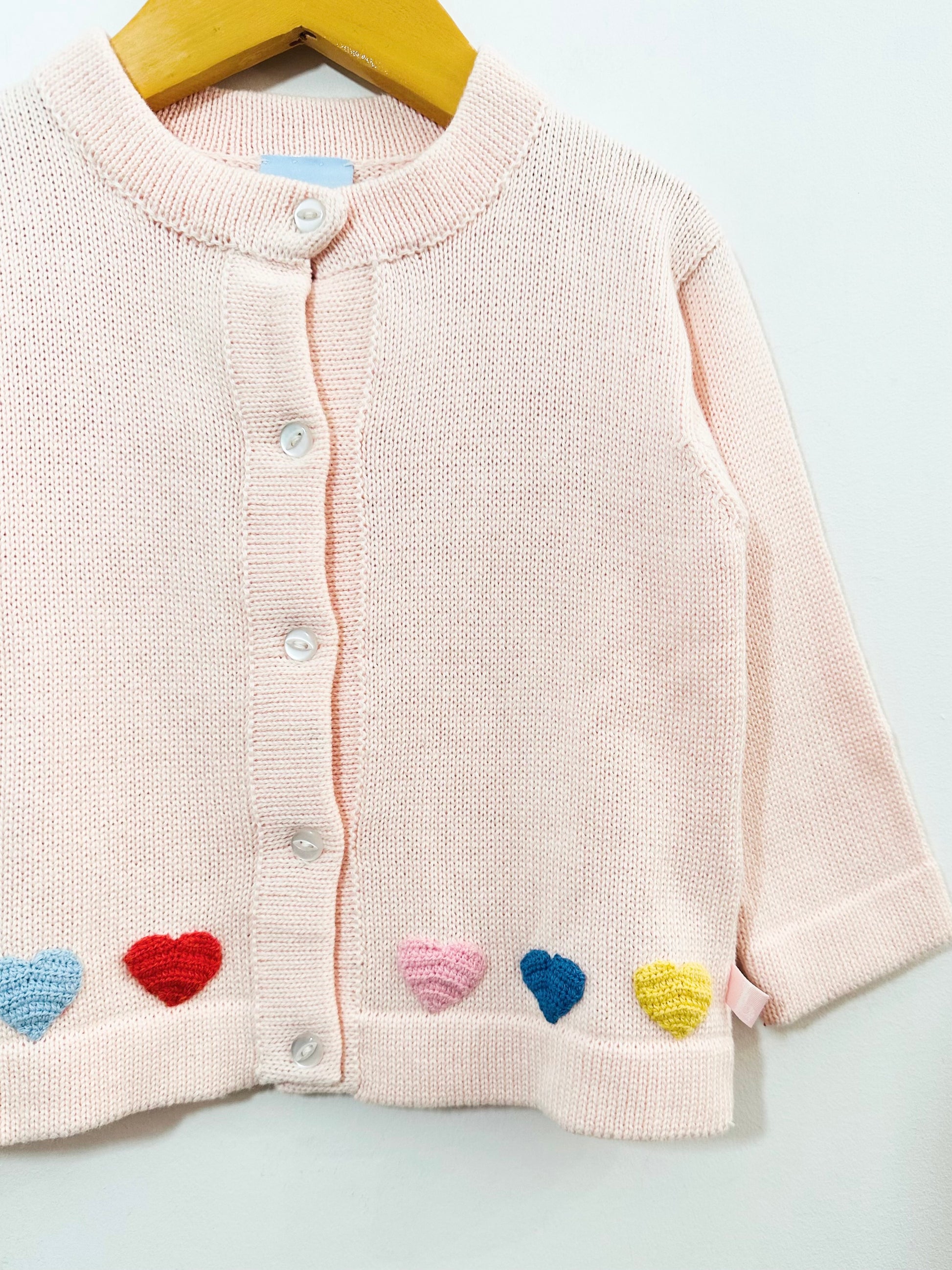 Bella Bliss Embroidered Heart Cardigan / 18M