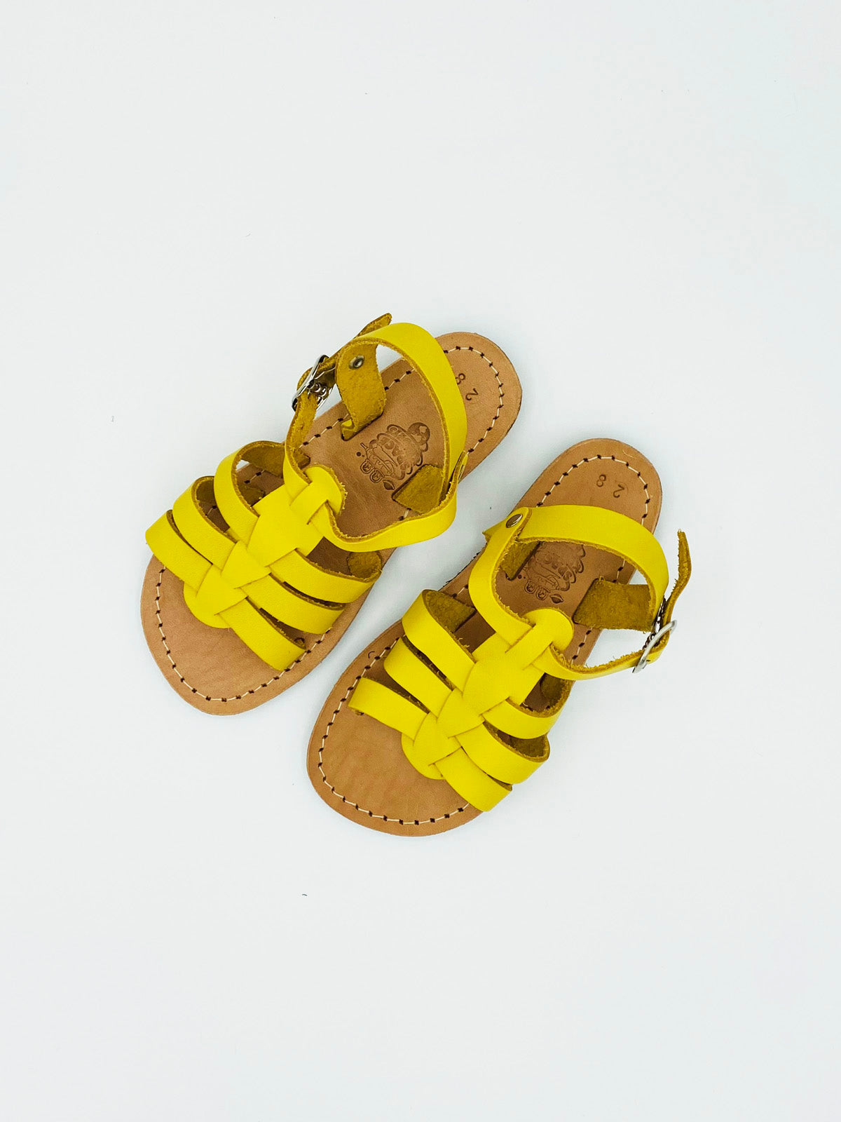 kids leather sandals - yellow, handmade in Greece