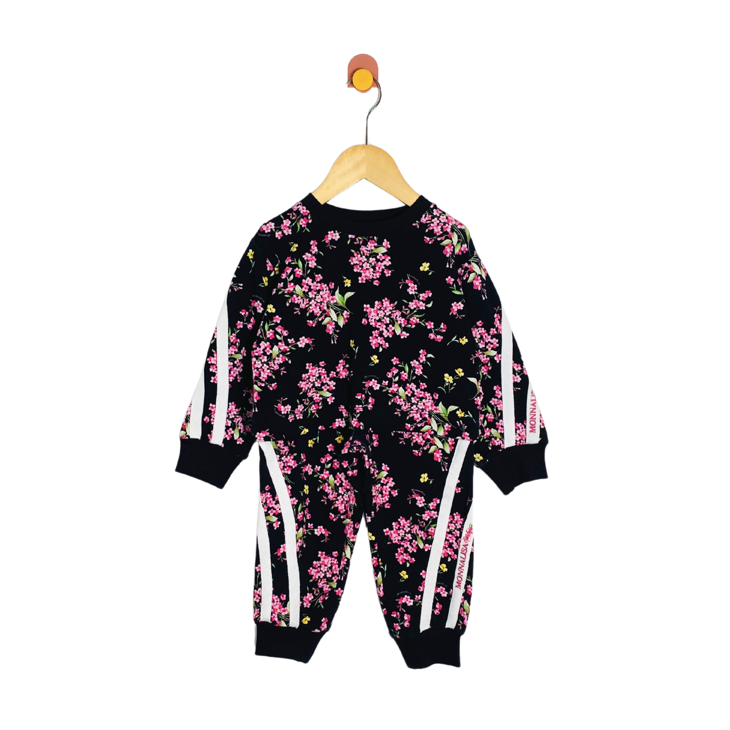 Monnalisa Black Floral Print Sweat Set / 2Y