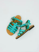Load image into Gallery viewer, kids leather sandals - turquoise, handmade in Greece