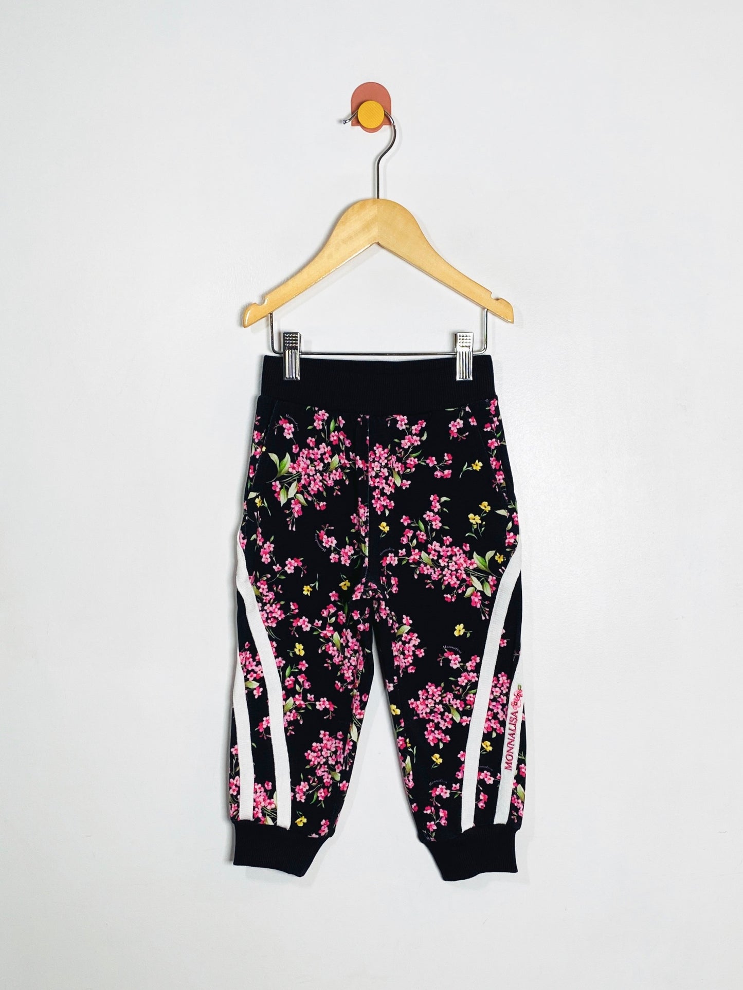 Monnalisa Black Floral Print Sweat Set / 2Y