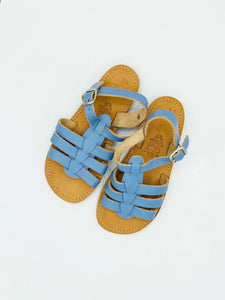 kids leather sandals - slate blue, handmade in Greece