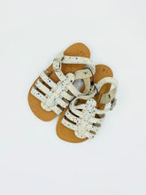Load image into Gallery viewer, kids leather sandals - cream sparkle, handmade in Greece