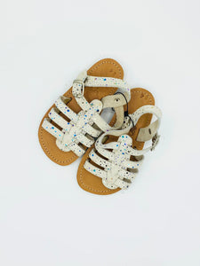 kids leather sandals - cream sparkle, handmade in Greece