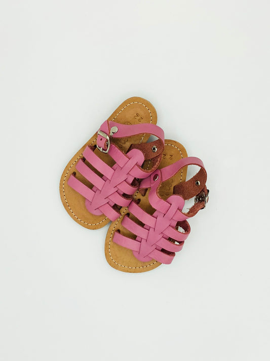 kids leather sandals - pink, handmade in Greece