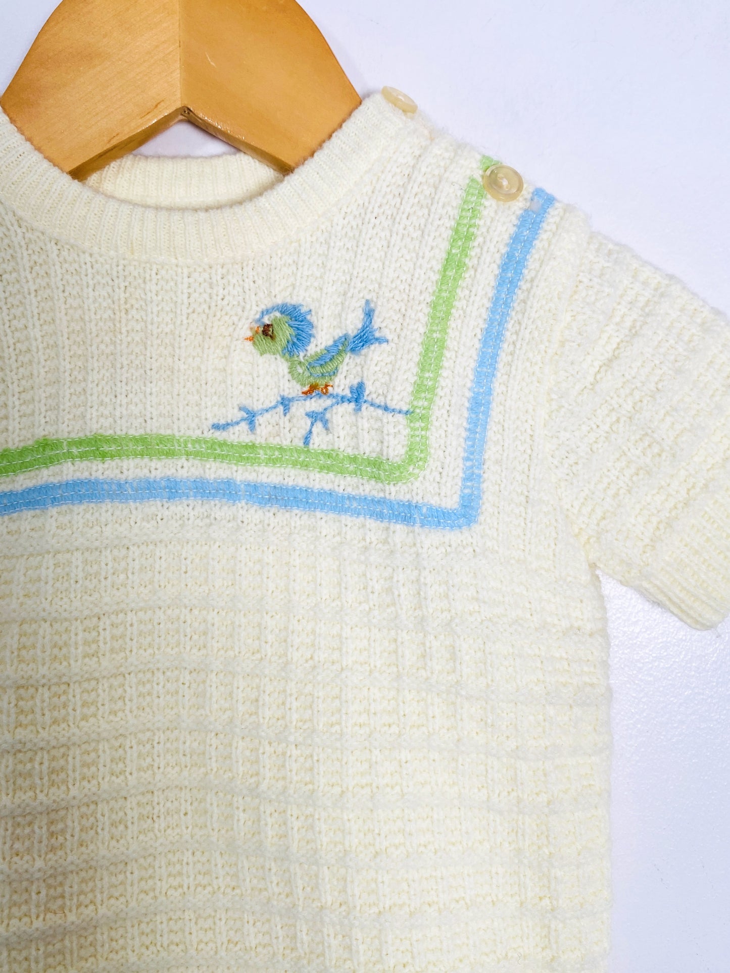 Vintage Baby Bird Knit Set / 3M