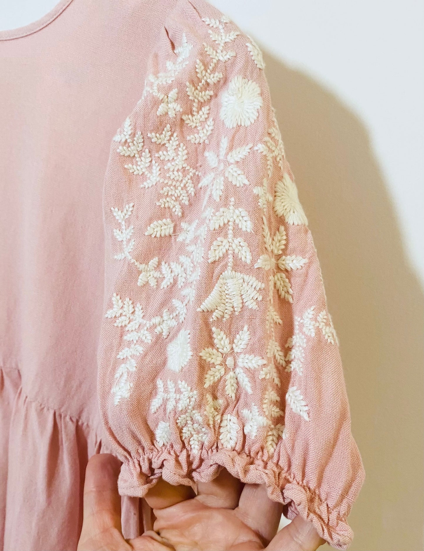 linen tiered dress / 6Y