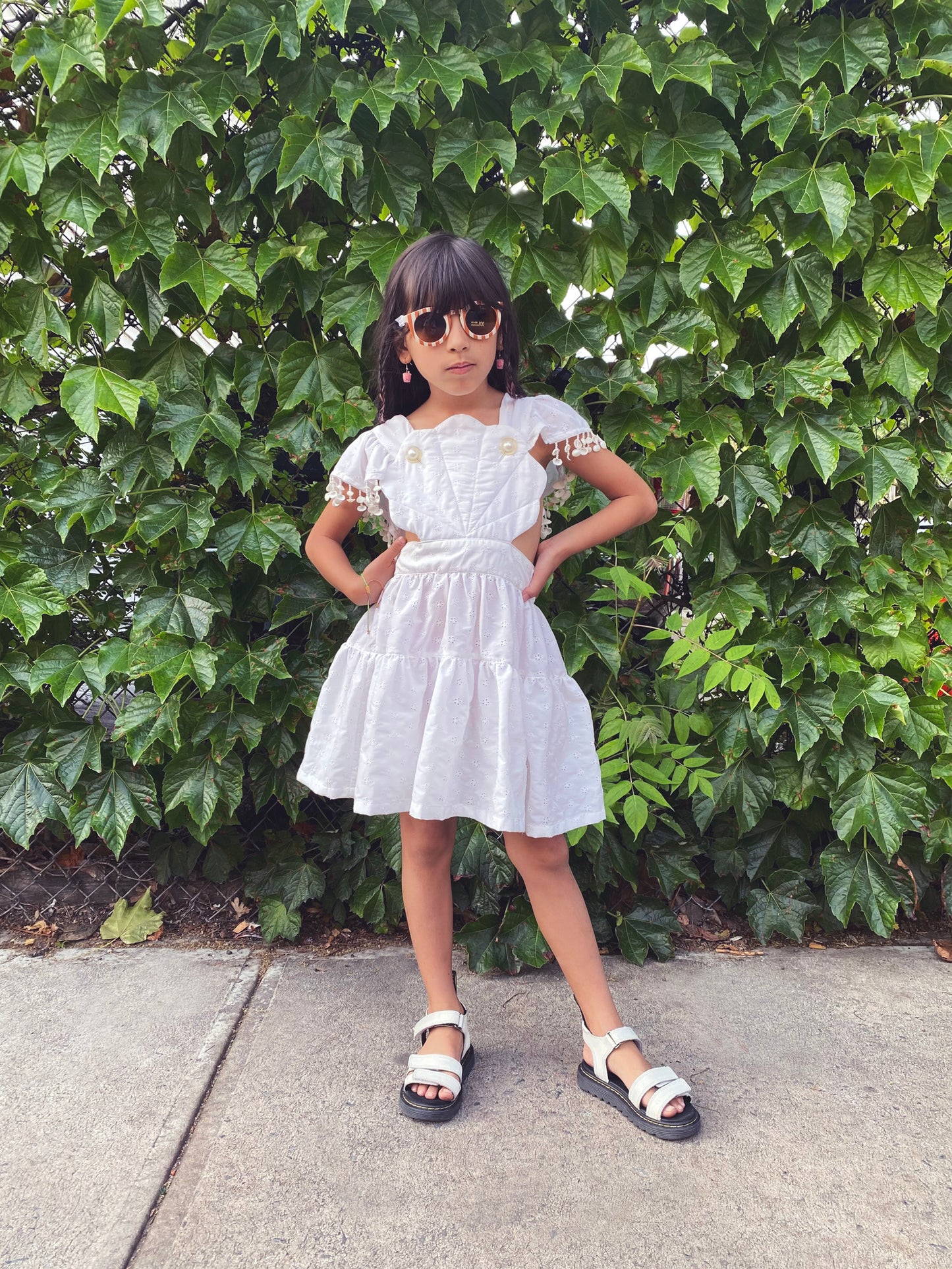 SAJ handmade eyelet shell dress / 6-7Y