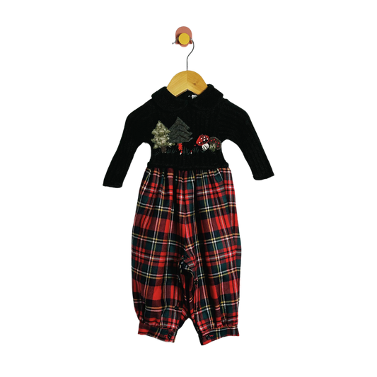 Vintage Plaid Forest Jumpsuit / 6M