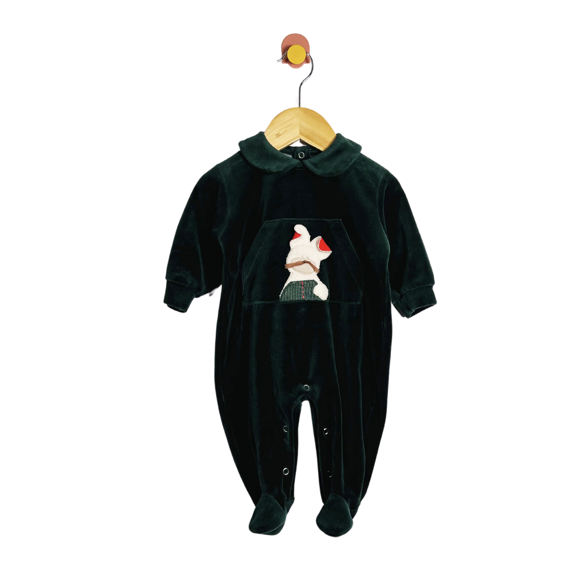 Vintage Velour Footed Onesie / 3M