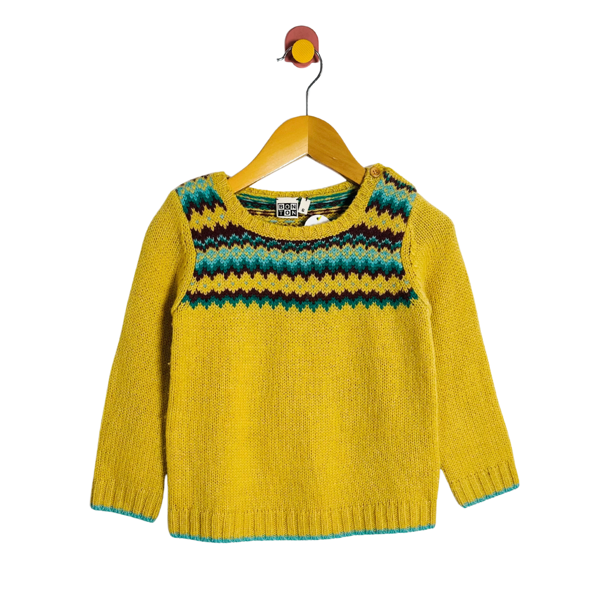Bonton Faire Isle Sweater / 6Y