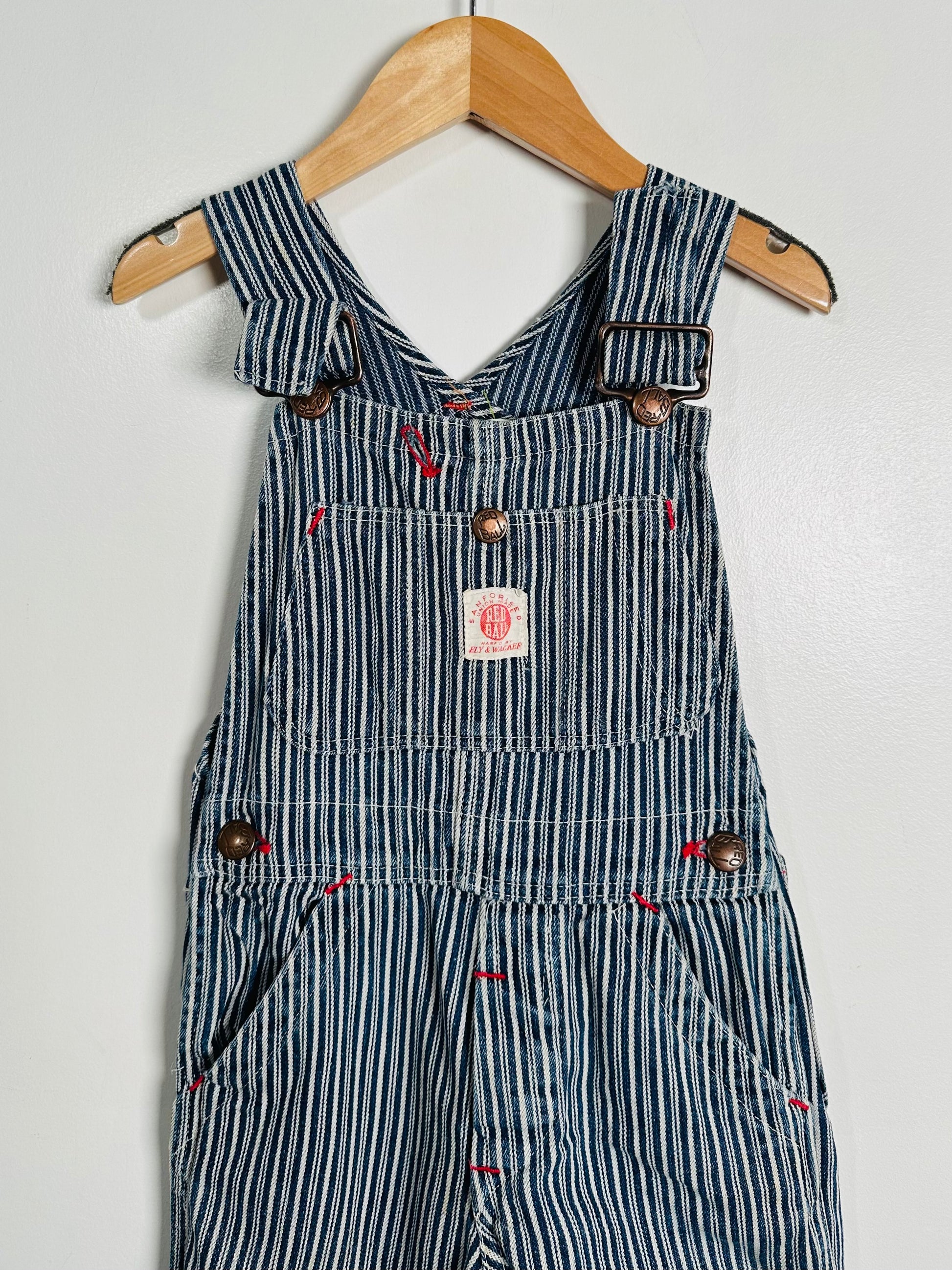 Vintage Hickory Stripe Overalls / 4Y