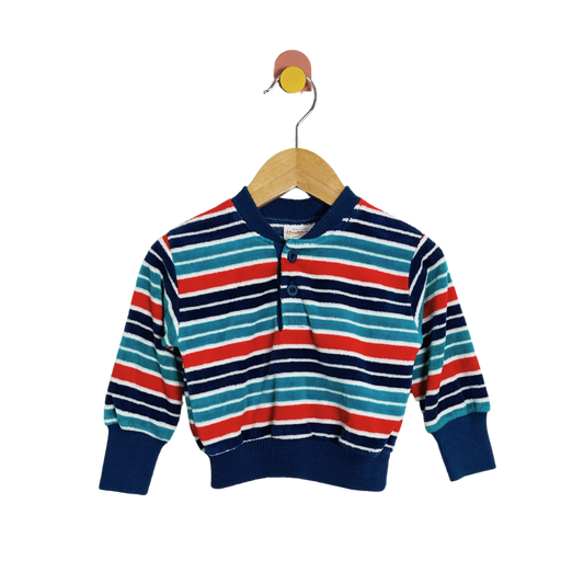 Vintage Healthtex Velour Stripe Pullover / 12-18M