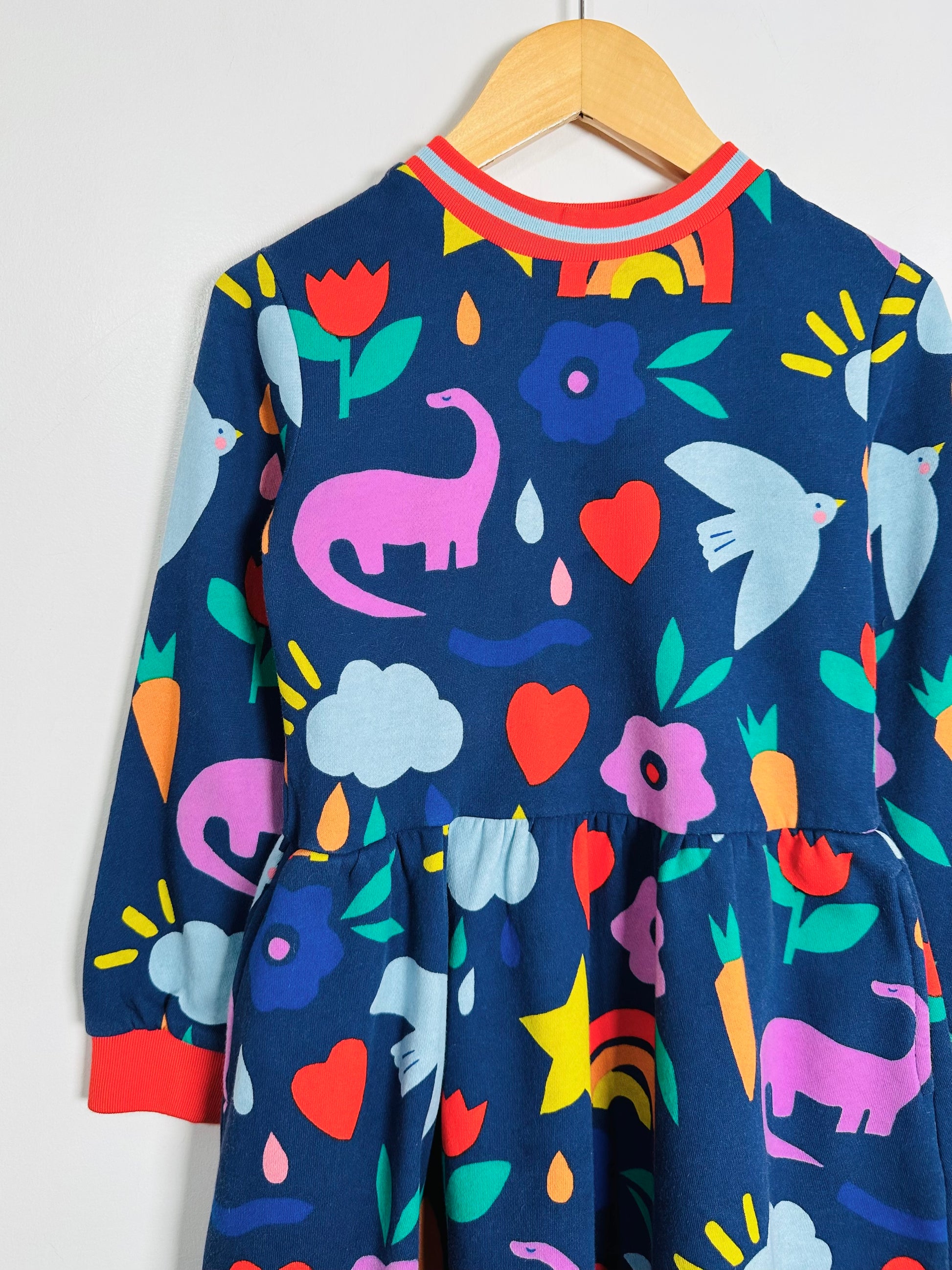 Mini Boden Printed Sweatshirt Dress / 6-7Y