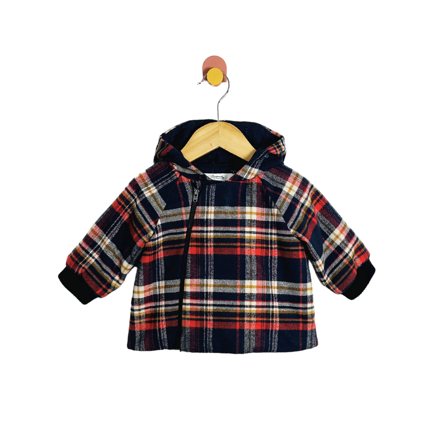 Bonpoint Plaid Hooded Jacket / 6M