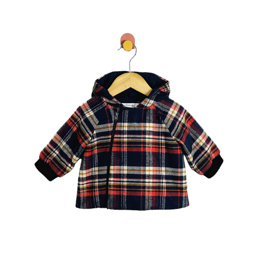 Bonpoint Plaid Hooded Jacket / 6M