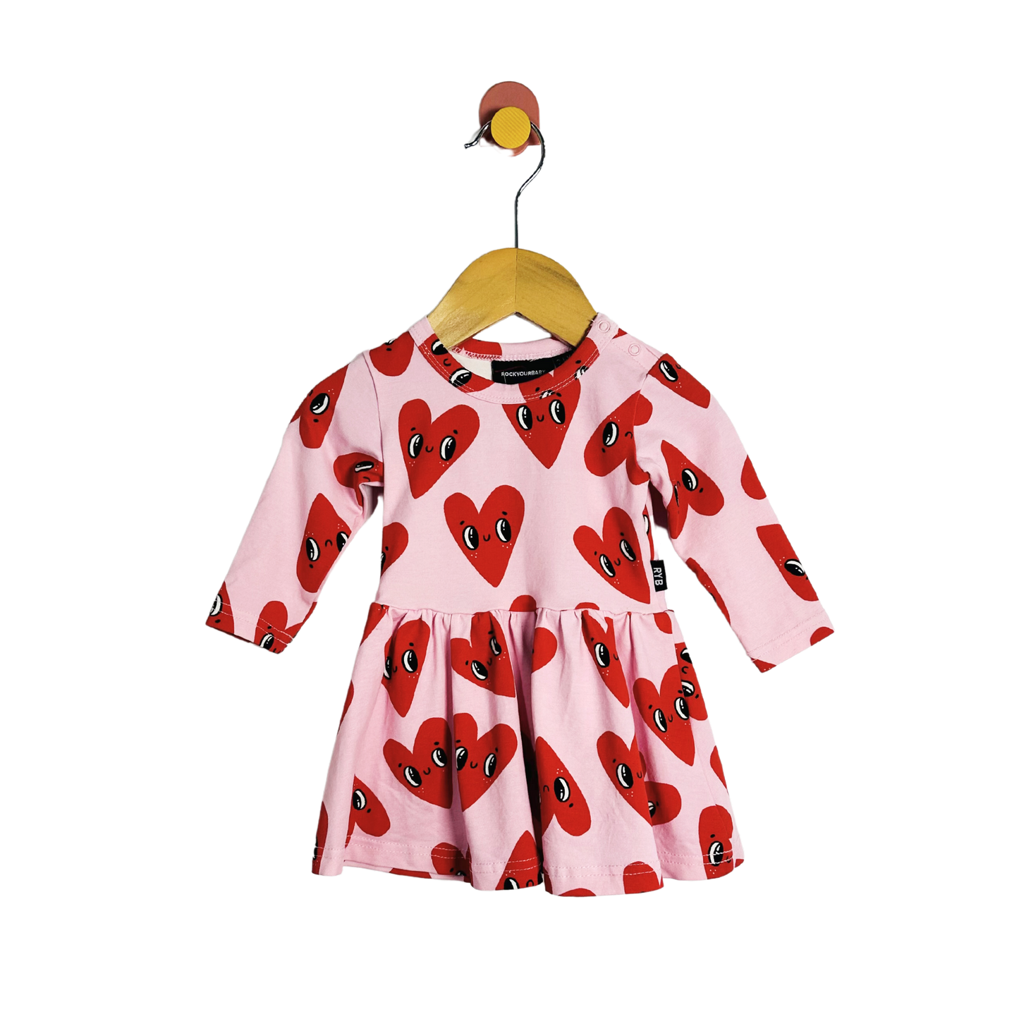 Rock Your Baby Heart Face Dress / 3-6M