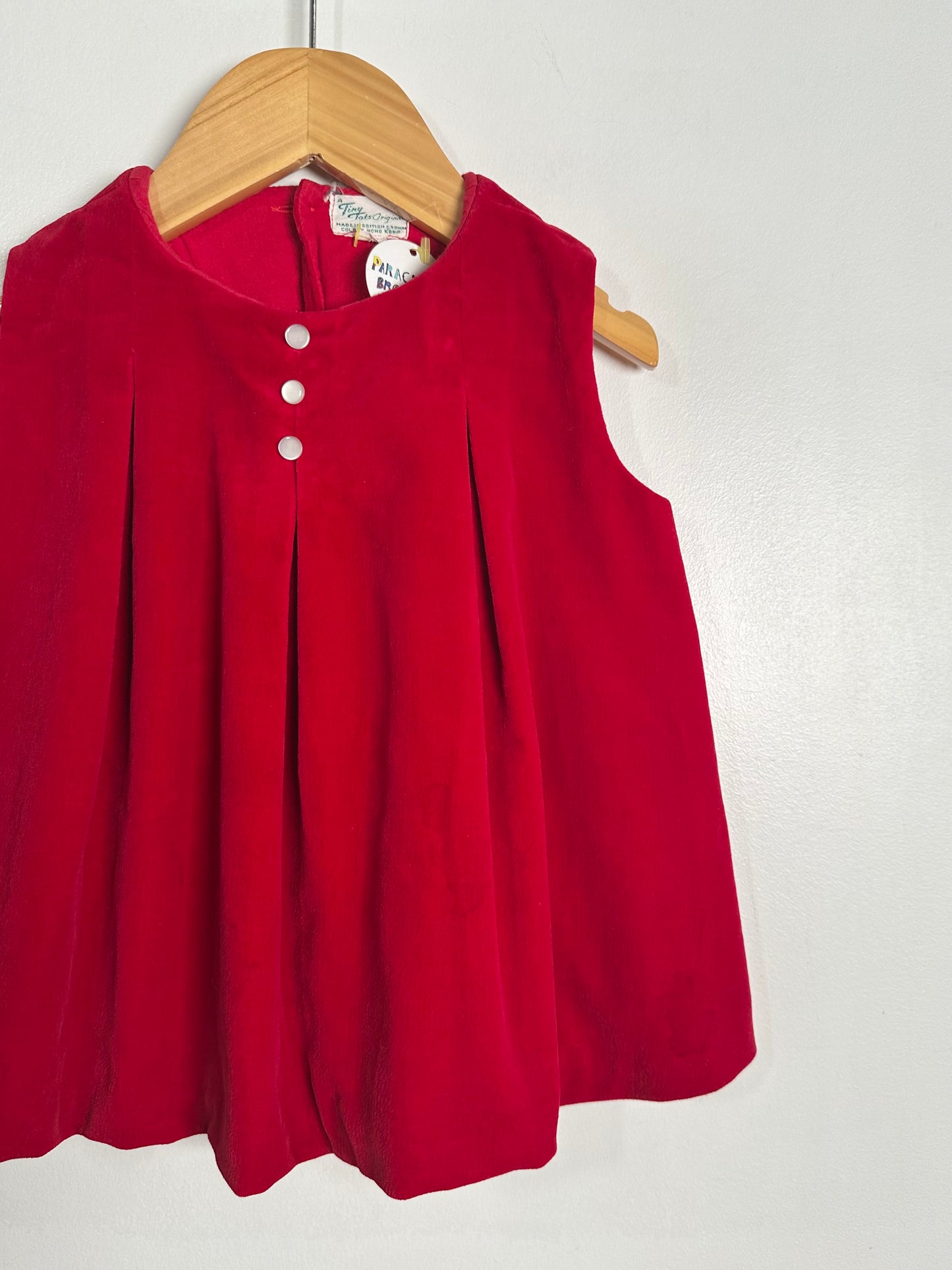 Vintage Red Velvet Dress / 12M