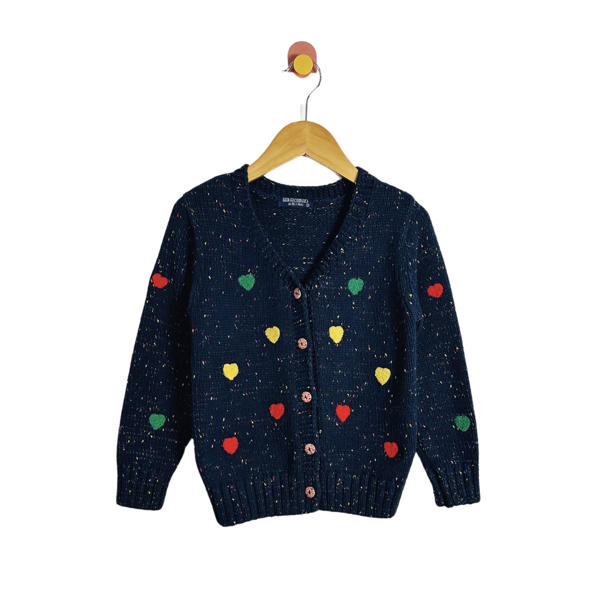 Marled Knit Heart Cardigan / 6Y