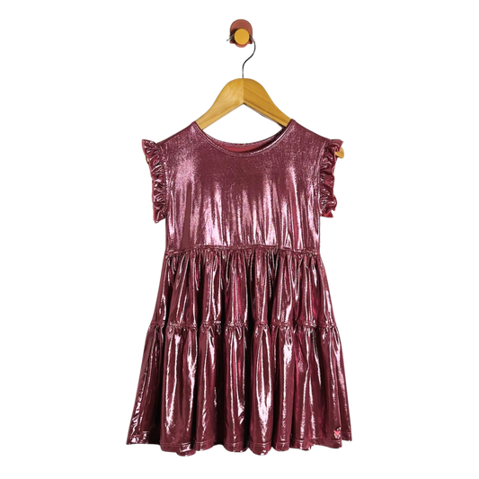 Pink Chicken Tiered Lamé Dress / 5Y