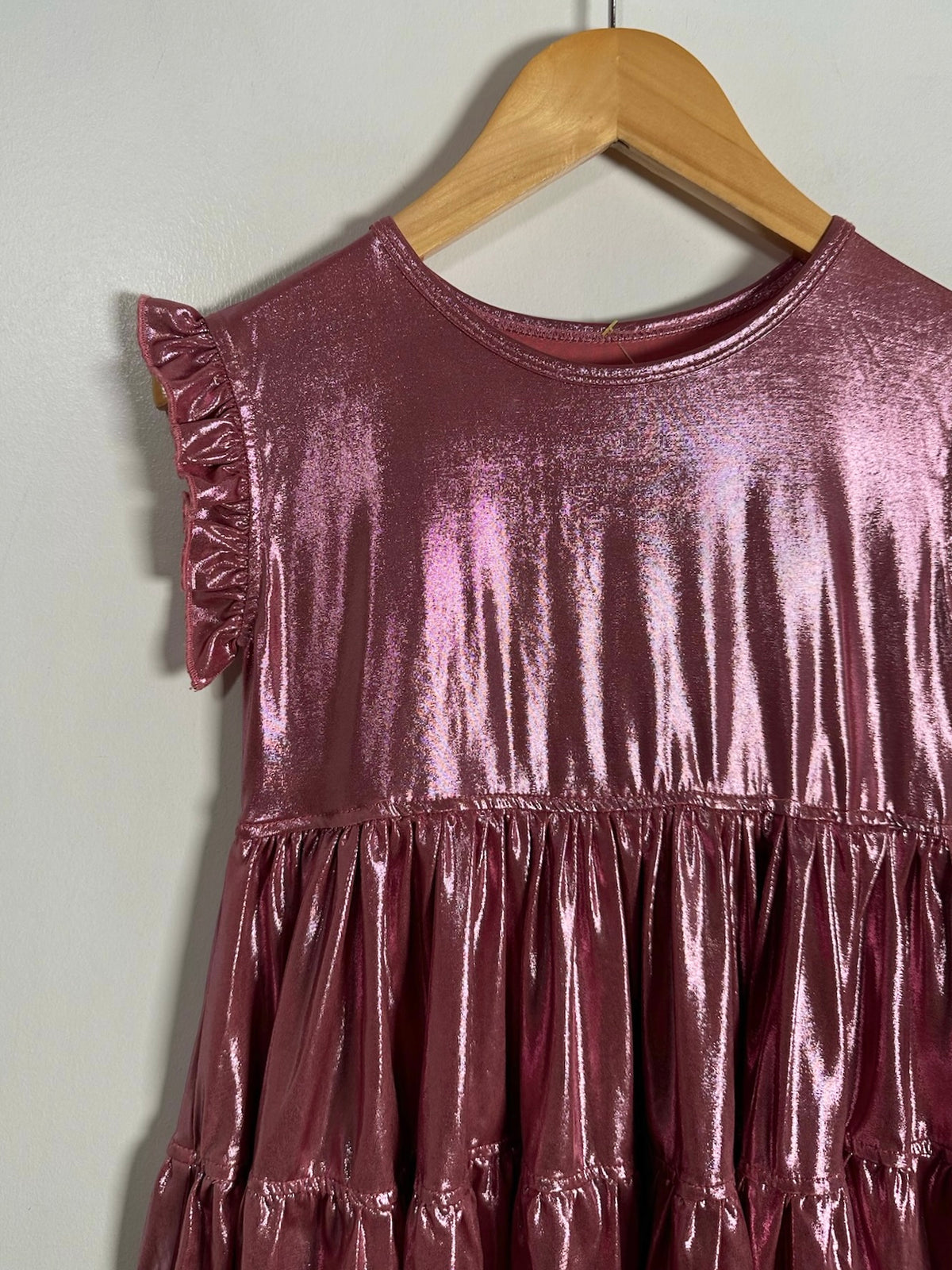 Pink Chicken Tiered Lamé Dress / 5Y