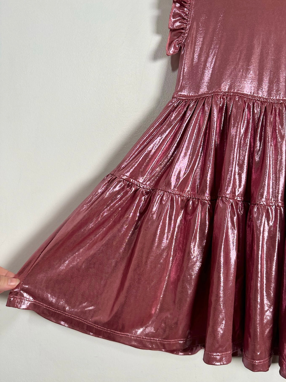 Pink Chicken Tiered Lamé Dress / 5Y