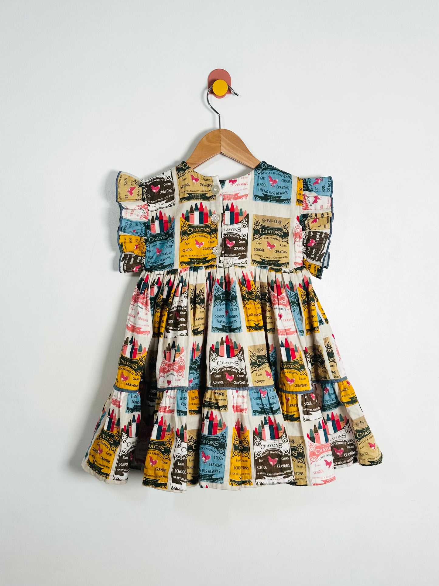 Pink Chicken Crayons Dress / 2Y