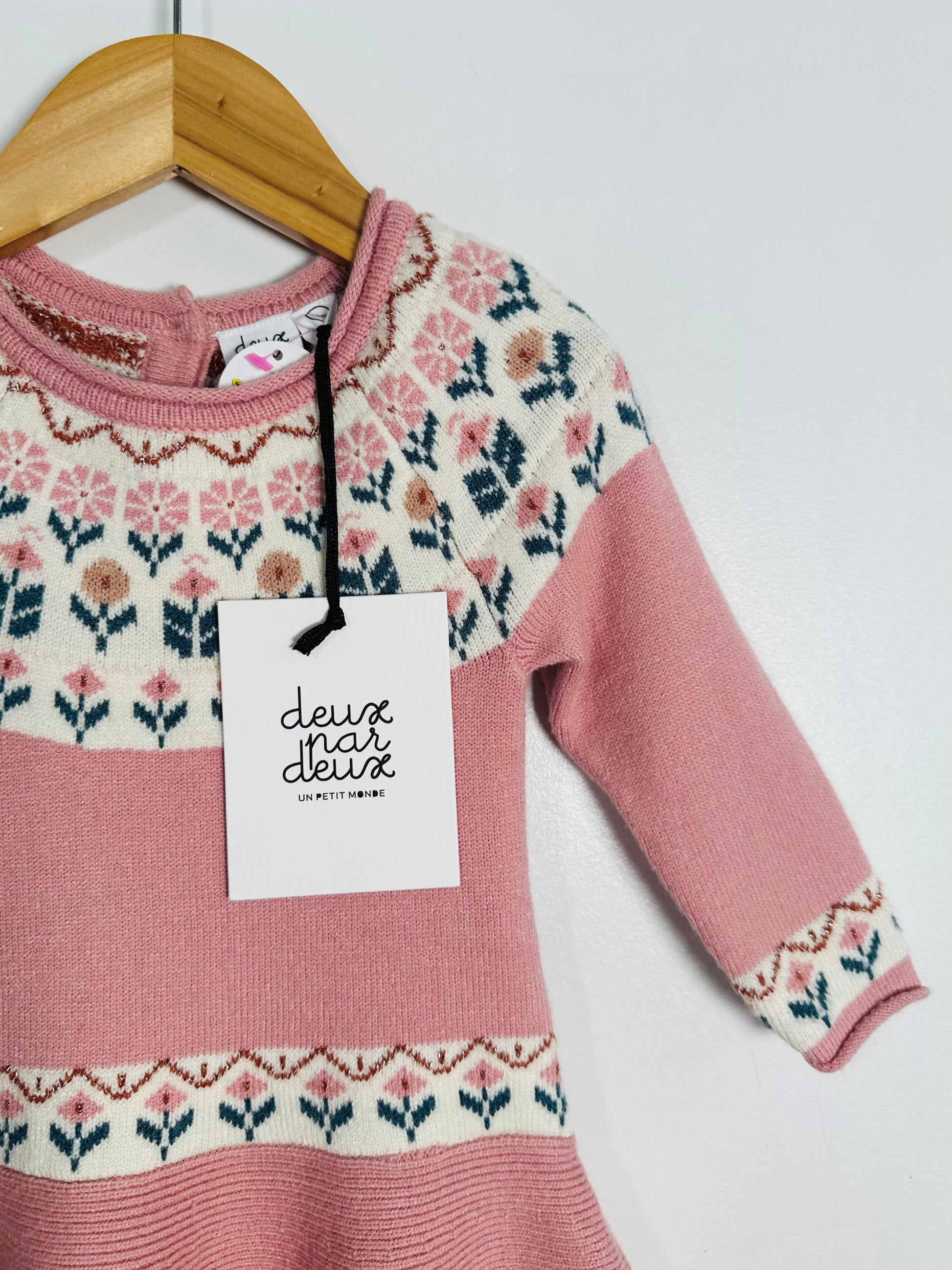 Deux par Deux Floral Knit Dress / 18M