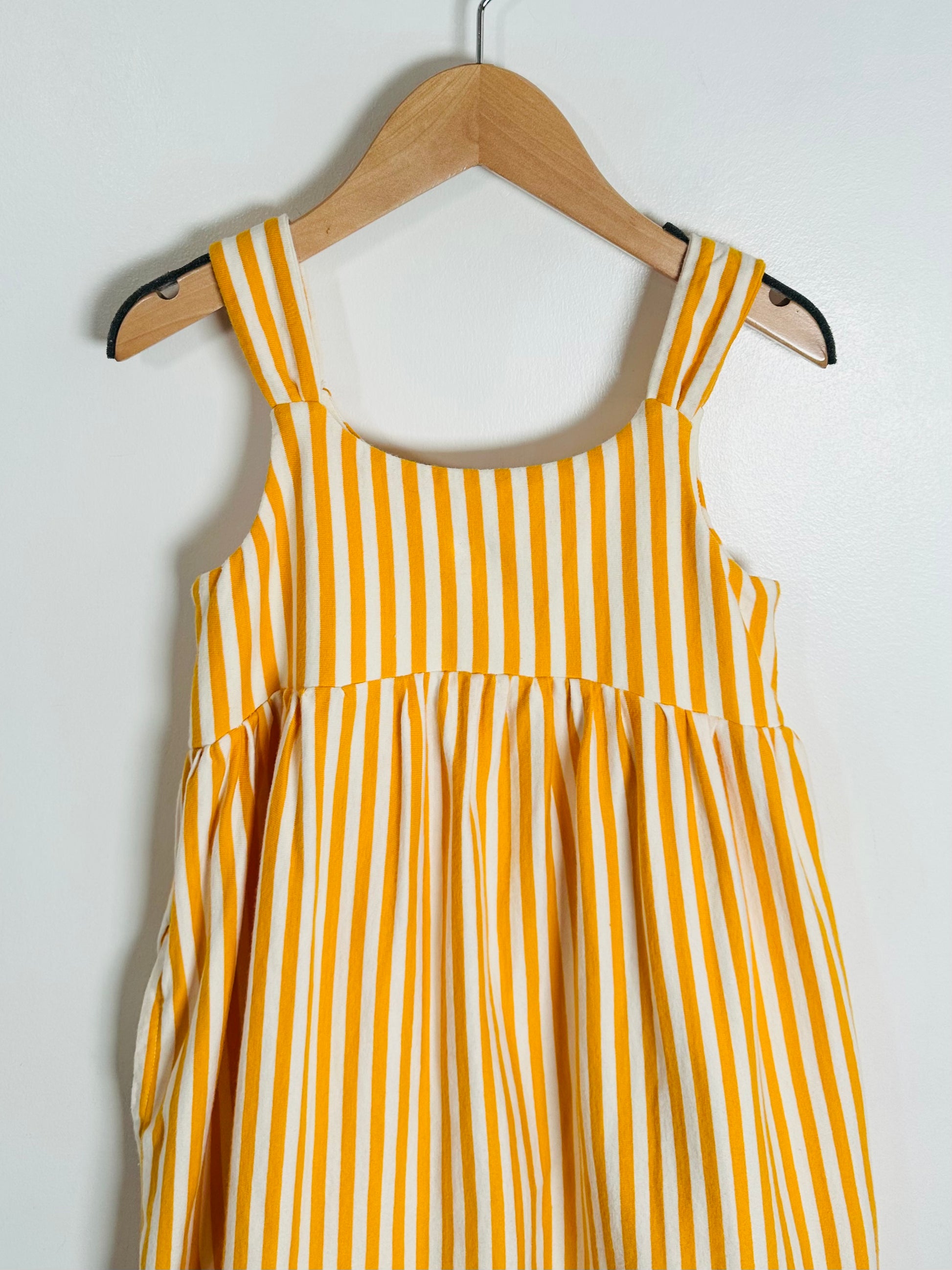 Hanna Andersson Stripe Canary Dress / 4Y