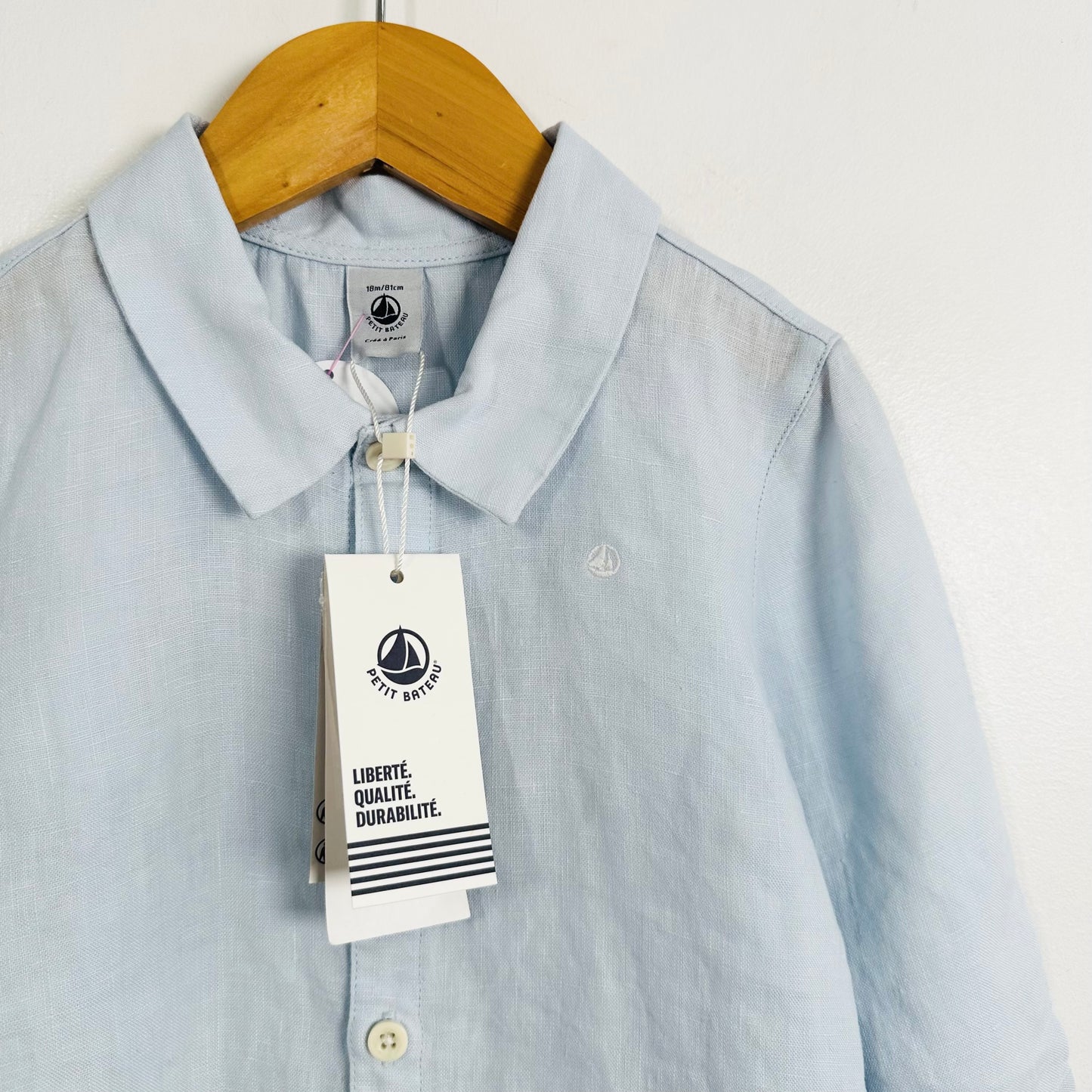 Petit Bateau Linen Button Down Shirt / 18M