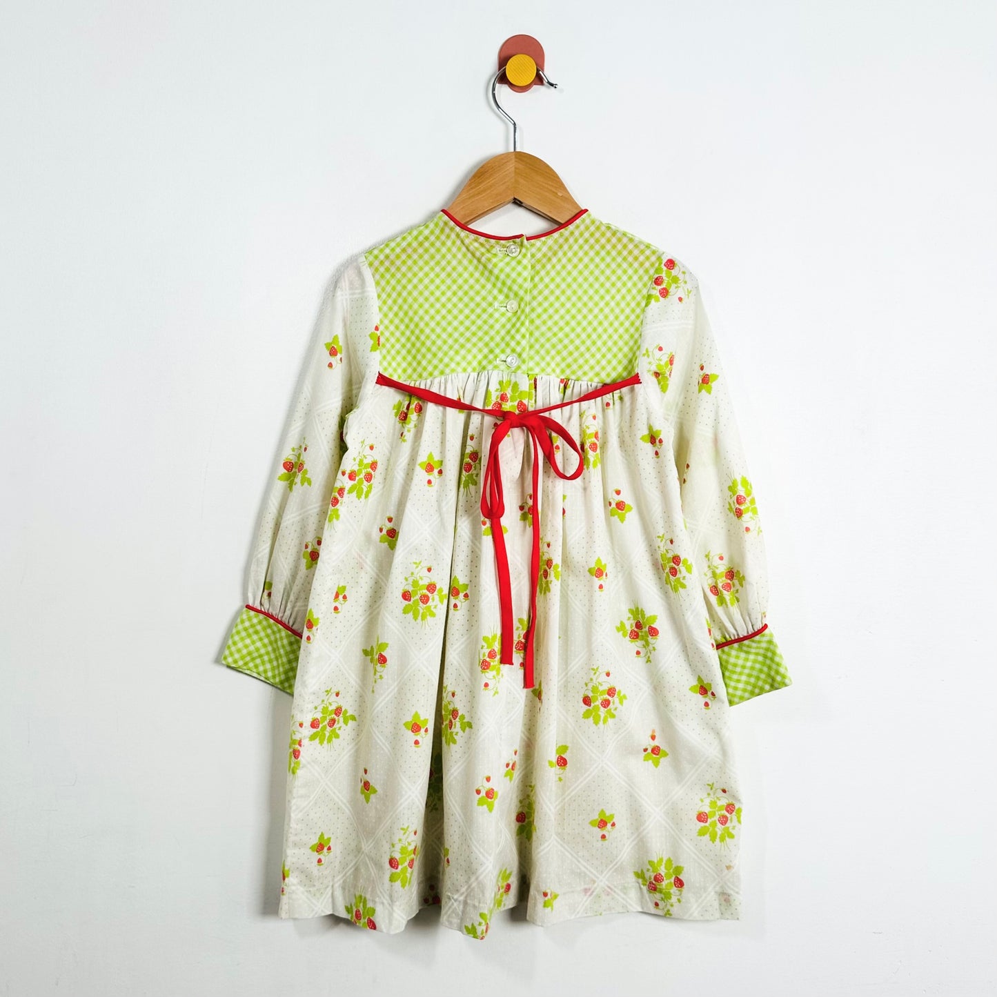 Vintage Strawberry Gingham Dress / 4Y