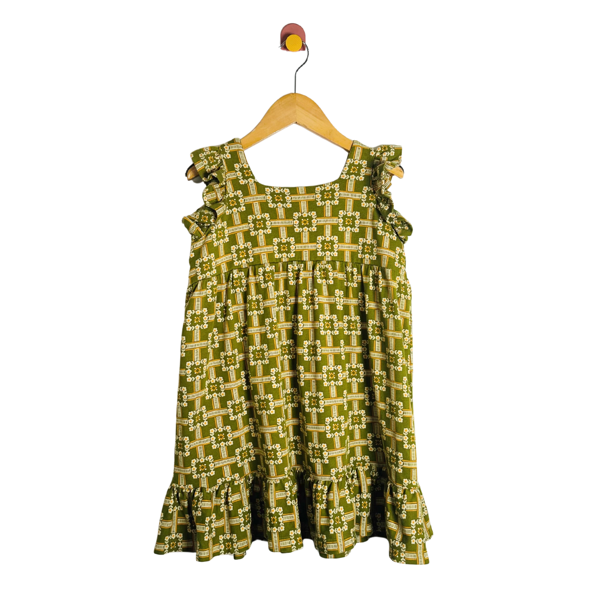 ワンピース misha&puff  RuffleSleeveDress 8y Misha & Puff Basil Railroad Dress / 8Y – PARACHUTE BROOKLYN