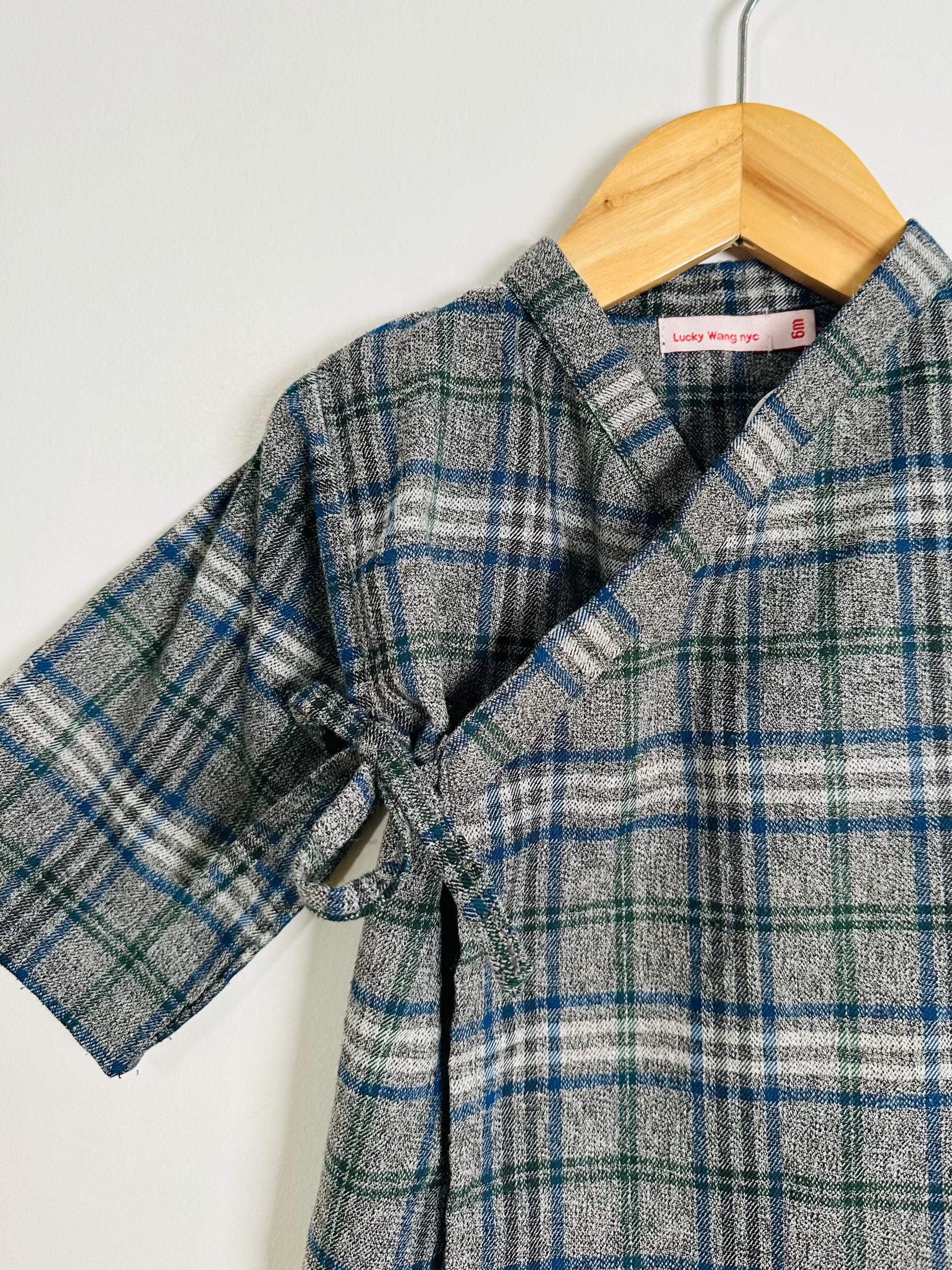 Lucky Wang Plaid Kimono Top / 6M