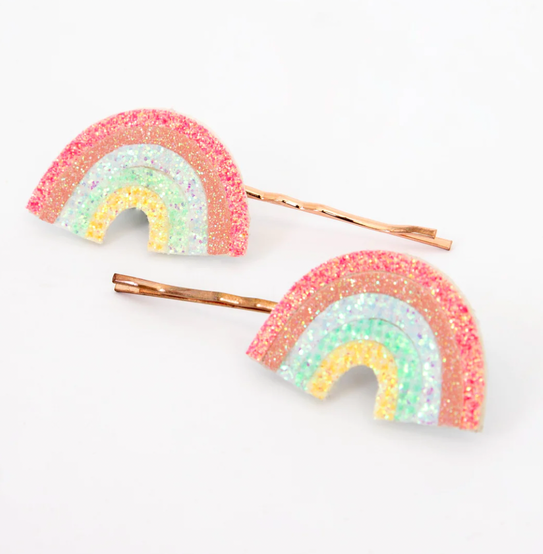 glitter rainbow hair slides (x 2)