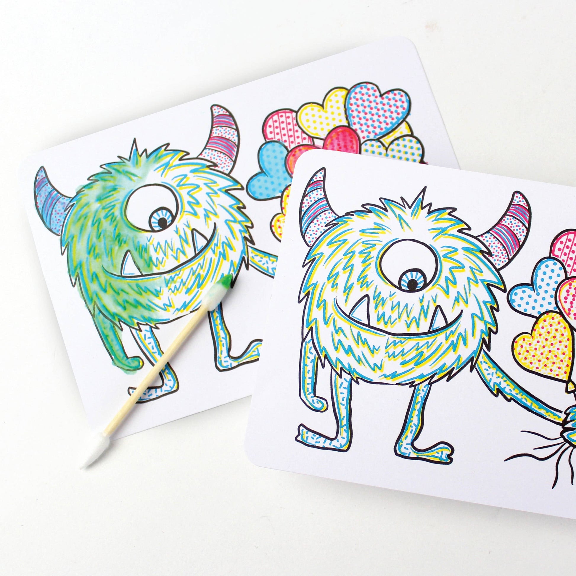 Inklings Paperie - Paint with Water Valentine Cards - Monster