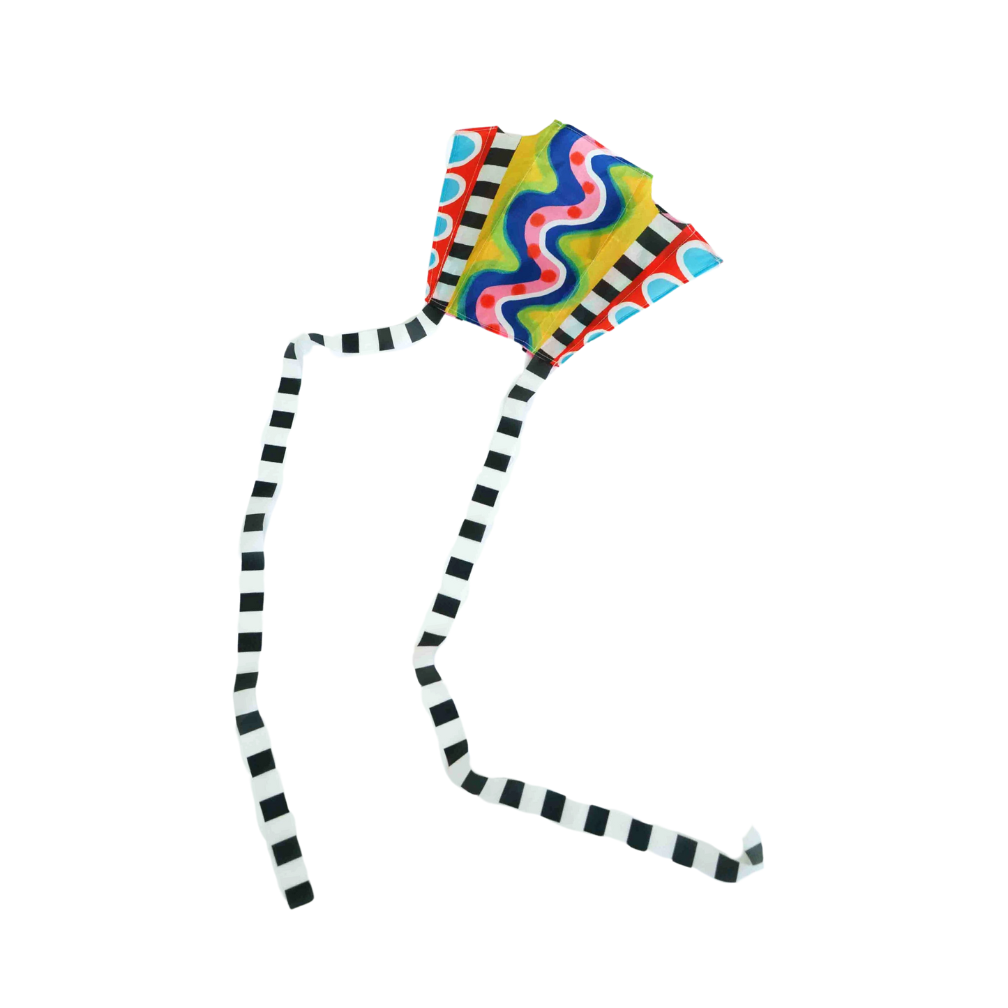 Colorful striped kite on a white background