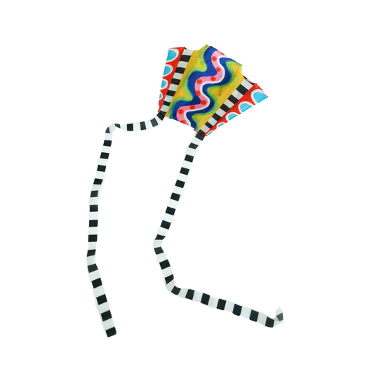 Colorful striped kite on a white background