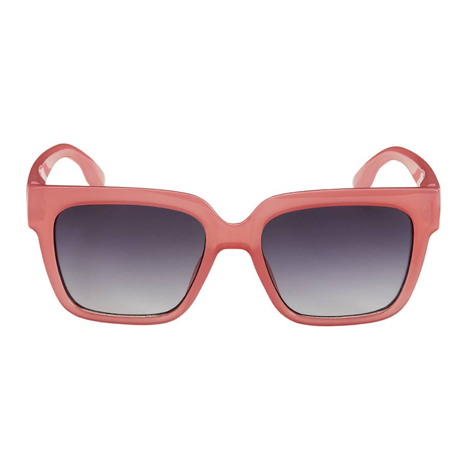 Pink sunglasses with gradient lenses on a white background