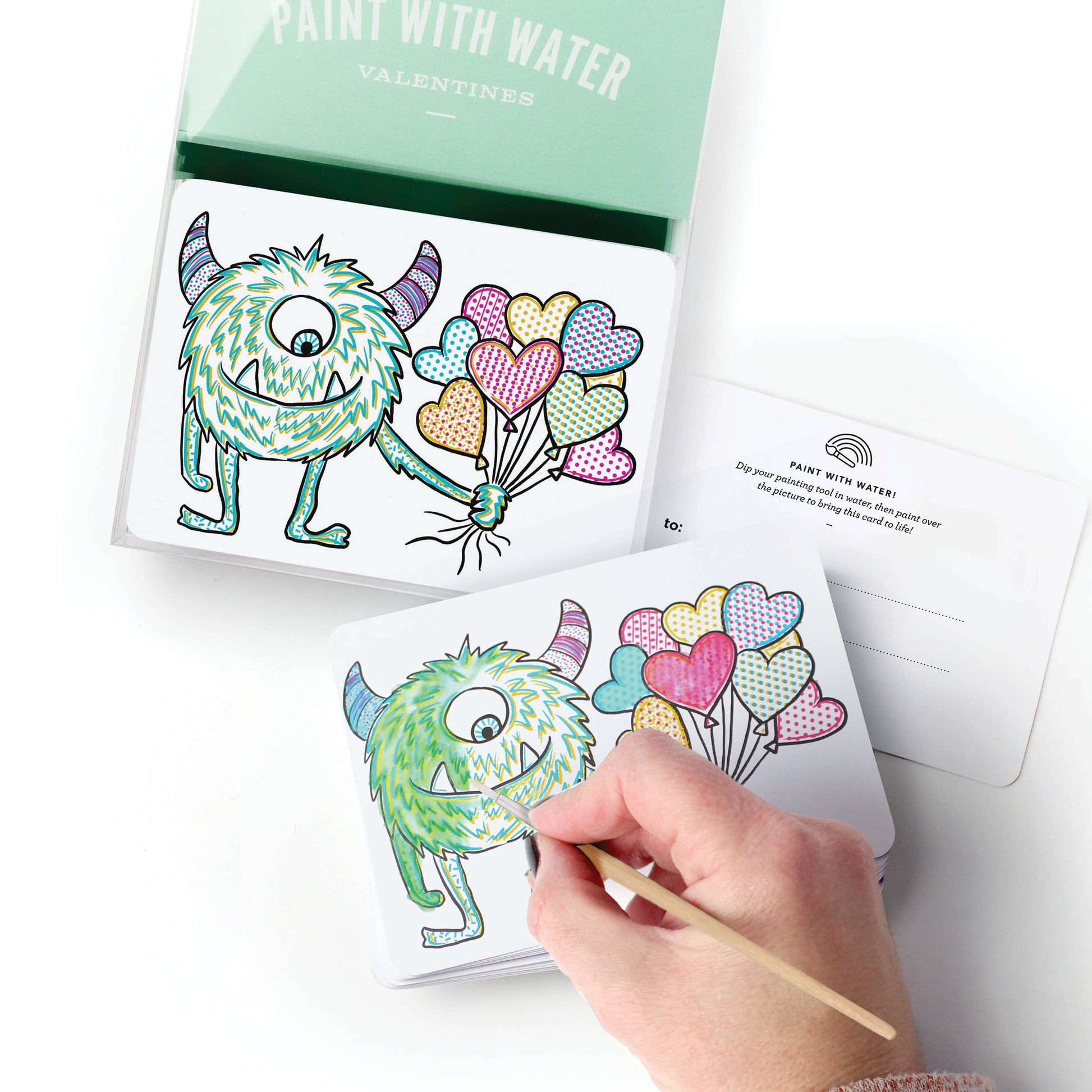 Inklings Paperie - Paint with Water Valentine Cards - Monster