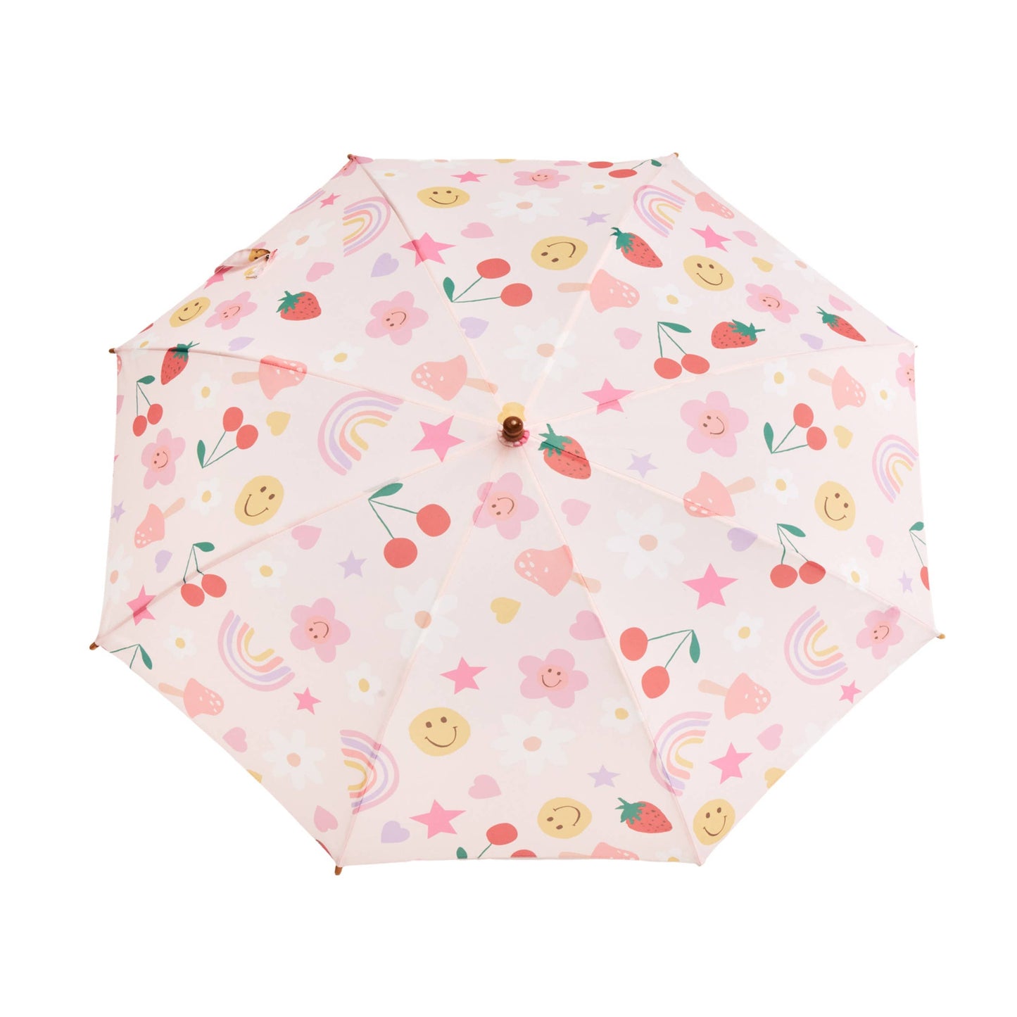 Colorful patterned umbrella on a white background