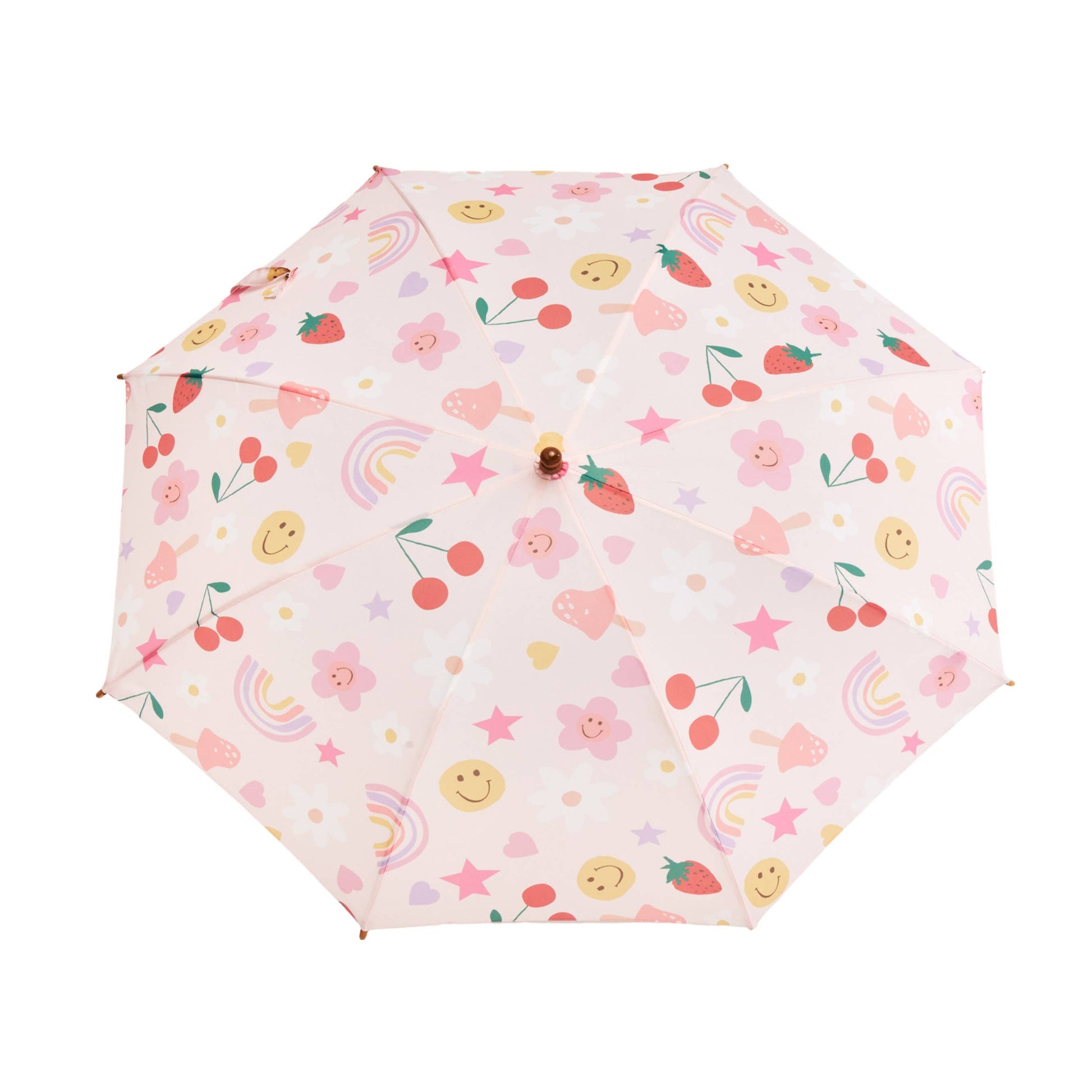 Colorful patterned umbrella on a white background