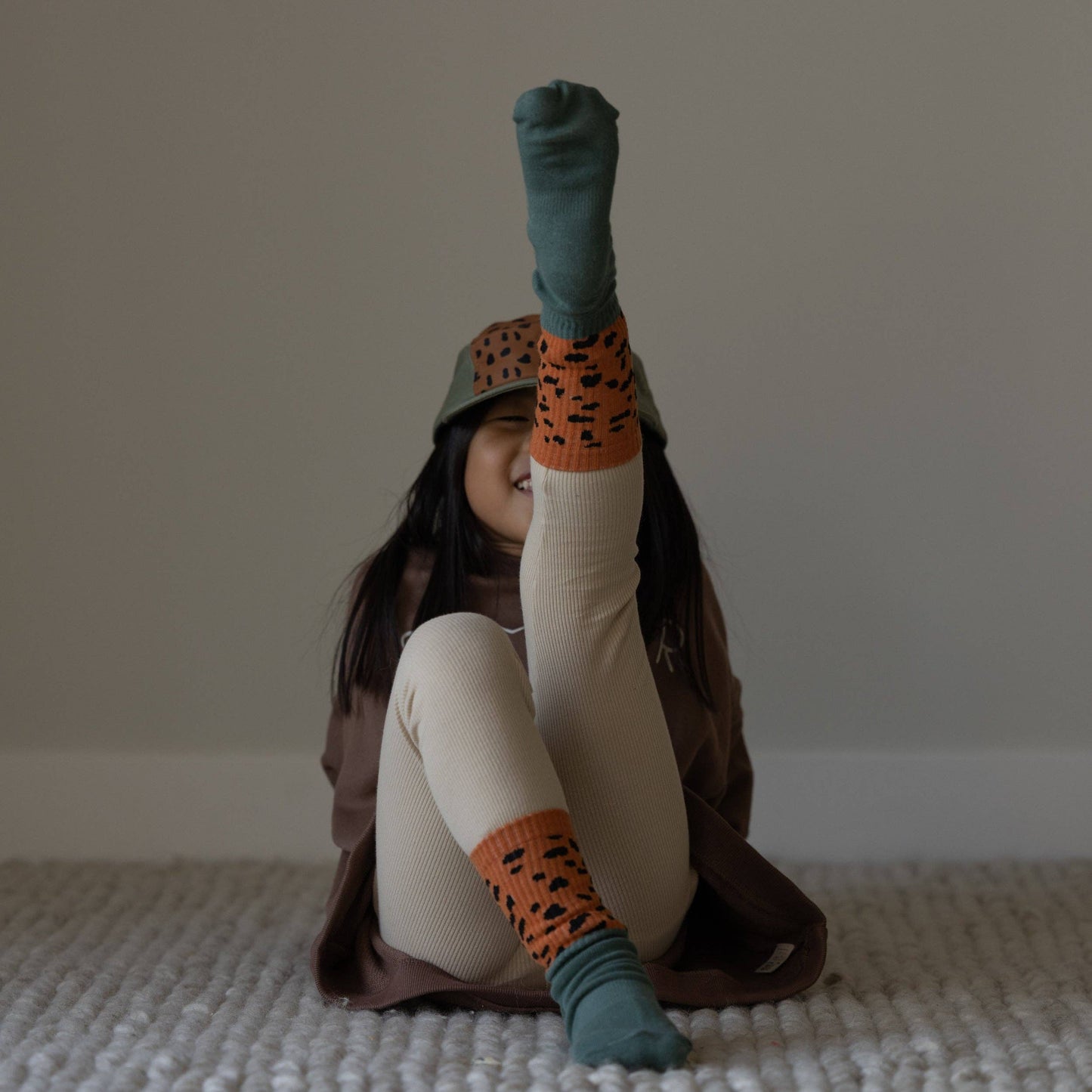 Summer In May - Socks - Cheetah/Bottle Green