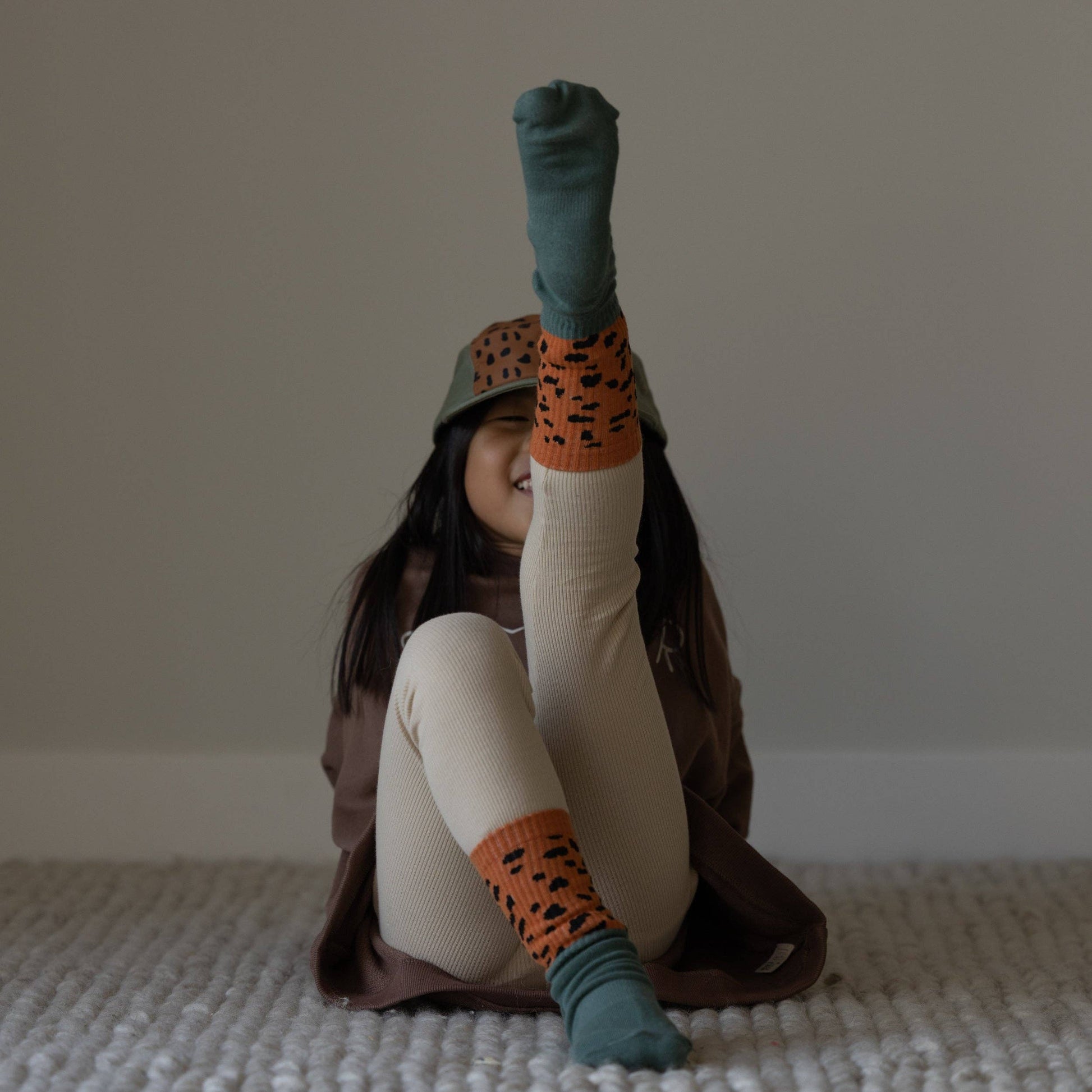 Summer In May - Socks - Cheetah/Bottle Green