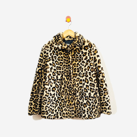 Bonpoint Faux Leopard Fur Jacket / 10Y