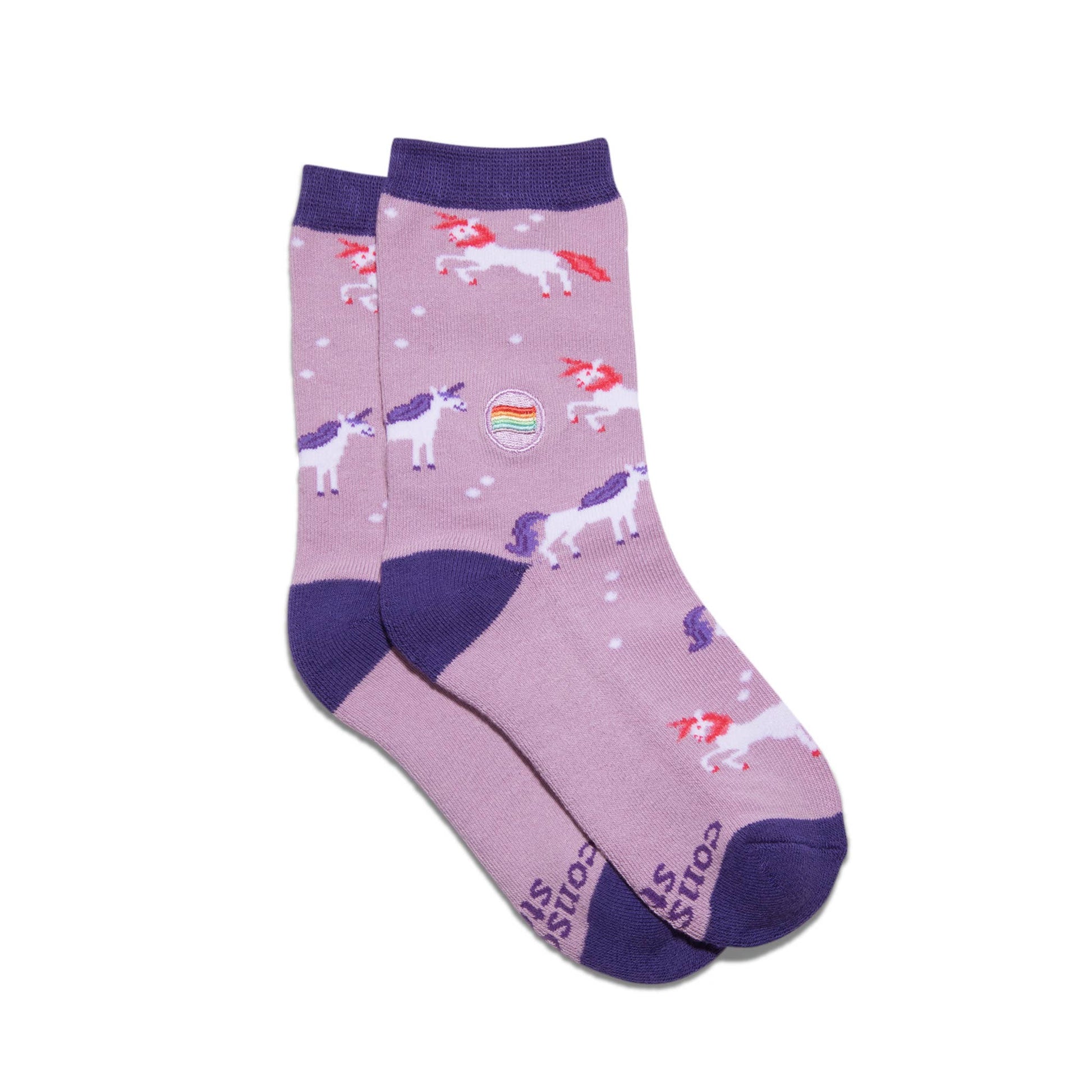 Conscious Step - Kids Socks that Save LGBTQ Lives (Purple Unicorns)