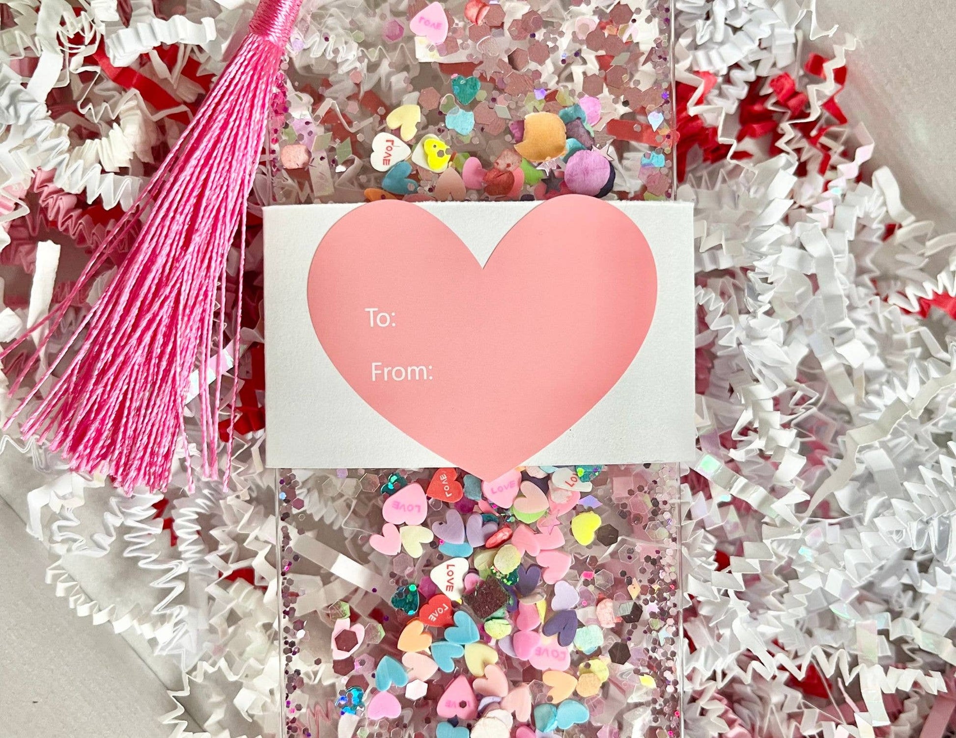 Coloring Home - Valentine’s Day Heart Glitter Shaker Bookmark