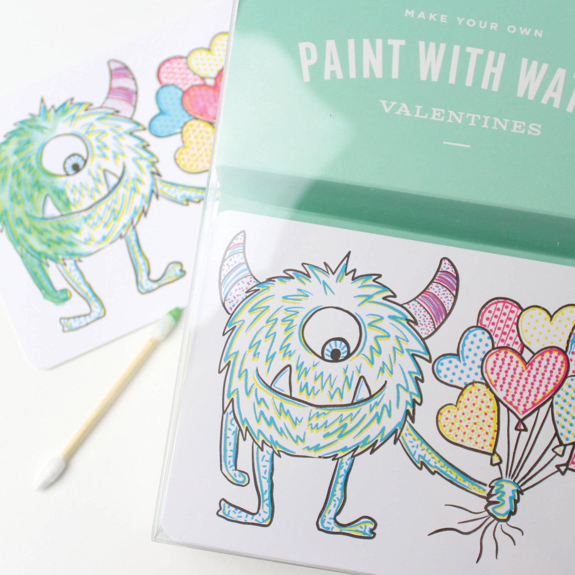 Inklings Paperie - Paint with Water Valentine Cards - Monster