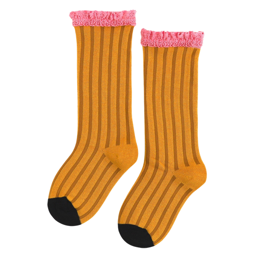 Little Stocking Co. Pencil Lace Top Knee High Socks