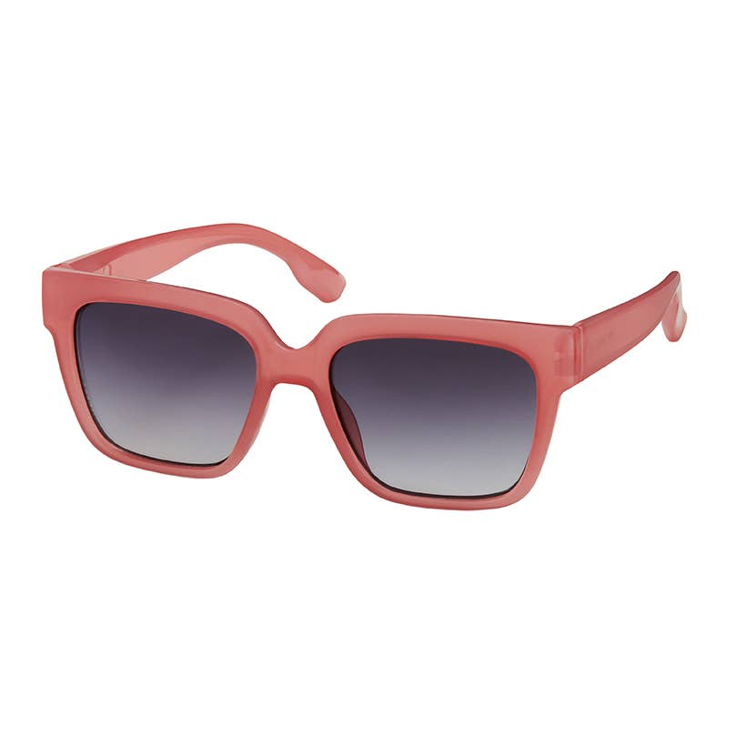 Pink sunglasses with gradient lenses on a white background